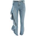 Peace Love World Medium Wash Side Ruffle Ankle Jeans NEW A353707