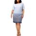 Karen Scott Womens Plus Cuff-Sleeve Boatneck Shirtdress Blue 1X