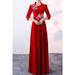 Women Flower Decorated 3/4 Sleeve Wedding Dress