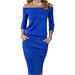 Multitrust Women Sexy Off-shoulder Bodycon Pencil Dress Slim Party Bodycon Mini Dress