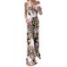 Women Boho Long Maxi Party Dress Sleeveless Floral Beach Sundress Sexy Deep V Neck Evening Party Dress