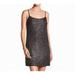 CeCe NEW Black Gold Womens Size Medium M Glitter Print Slip Dress