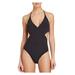 TORY BURCH Women's Black Wrap Halter One Piece Swimsuit XS