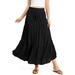 Ambiance Apparel Women's Juniors Shirred Maxi Skirt (L, Black)