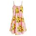 Fashion Women dresses Slash Neck Sleeveless Draped Sunflower Print Strap Mini Dress