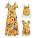 FOCUSNORM Mommy and Me Dresses Floral Print Cold Shoulder Ruffle Backless Strap Romper Beach Midi Dress