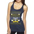 Happy Hanukkah Ugly Christmas Sweater Tri-Blend Racerback Tank Top, Vintage Navy, Small