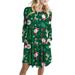 Avamo Women's Plus Size Christmas Print Dress Santa Claus Print Pullover Flared A Line Dress Casual Swing T-Shirt Dress with Pockets