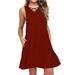 Women's Sexy V Neck Dress Casual Knee-Length Sleeveless Lace Up Bow Dress