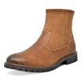 Bruno Marc Mens Faux Fur Lined Winter Chelsea Dress Casual Side Zip Ankle Boots STONE-02 BROWN Size 9.5