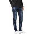 Ma Croix Mens Biker Jeans Slim Fit Distressed Ripped Zipper Stretch Denim Pants