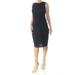 BAR III Womens Black Gathered Sleeveless Crew Neck Knee Length Dress Size: L