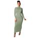 Women's Casual Fashion Solid Color Maxi Dresses Long Sleeve Turtleneck Long Dress