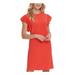 DKNY Womens Orange Short Sleeve Jewel Neck Above The Knee Shift Dress Size S