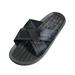 Panama Jack Mens Faux Leather X-Band Cross Band Slide Sandal Shoe, 36757 black / 8D(M)US