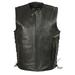 Club Vest CVM3741 Menâ€™s Black Zipper Front Side Lace Leather Vest with Seamless Design