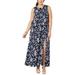 MICHAEL Michael Kors Womens Plus Printed Lace-Up Maxi Dress Navy 1X