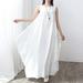 Tomshoo Women Maxi Sleeveless Tunic Dress Plus Size Pockets O Neck Solid Loose Mori Swing Tank Dress White/Red