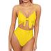 Womens High Waisted Bikini Spaghetti Strap Tie Knot Swimsuit