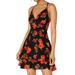 Junior A-Line Dress Red /8 Rose Floral Cross-Back 7