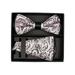 Men's Paisley, Polka Dots Banded Bow Tie & Matching Pocket Square With Piping