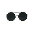 Flat Top Double Bridge Mirror Lens Circle Round Hippie Sunglasses Silver Black