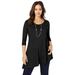 Jessica London Women's Plus Size Asymmetrical Hem Tunic W/ 3/4 Sleeves