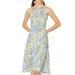 Women's Sleeveless Floral Halter Smocked Waist A-Line Dress