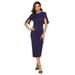 Women's Classic Evening Dresses Round Neck Short Sleeves Slim Business Pencil Dress Cocktail Party Date Bodycon Dress Outfit