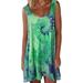 UKAP Womenâ€™s Tie Dye Short Dress Casual Loose Crew Neck Sleeveless Summer Tunic Dress Tank Long Top Beach Sundress Green L(US 10-12)