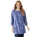 Woman Within Women's Plus Size Crochet-Trim Three-Quarter Sleeve Tunic