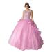 Calla Collection Women's Dusty Rose Ruffle Train Back Ball Gown Dress