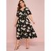 Women's Plus Size Floral Print V-neck A-line Dress