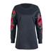 Binpure Womens Long Sleeve Floral Pullover Long Tops Blouse Casual Mini Dress