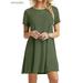 BadPiggies Womens Short Sleeve Loose Casual T-Shirt Tops Dress A-Line Round Neckline Summer Dress (S, Green)