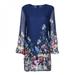 Women's Chiffon Printed Dress -Long Sleeve Floral Print Chiffon O-neck Long Sleeve Dress