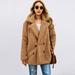 Tomshoo Women Faux Fur Jacket Fuzzy Teddy Bear Notch Lapels Touble Breasted Buttons Pockets Oversized Casual Coat