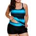 Plus Size Bathing Suits for Women Womens Criss Cross Back Color Block Print Tankini Top with Boyshorts Swimsuit XL