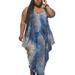 Avamo Women's Sexy Plus Size Dress Spaghetti Casual Loose Maxi Dress Sleeveless Tank Dress Camo Tie Dye Long Dress