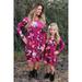 Family Matching Flower Print Midi Dress Mommy and Me O-Neck Long Sleeve Short Dress Summer Fall Outfits Blue