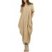 Casual Women Loose Maxi Dress O Neck Short Sleeve Pocket Summer Asymmetric Baggy Oversized Large Long Dress