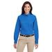 The Harriton Ladies Foundation 100% Cotton Long Sleeve Twill Shirt Shirt with Teflon - FRENCH BLUE - XL