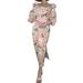 Womens Leopard Puff Long Sleeve Maxi Dress Casual Party Prom Dresses