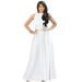 KOH KOH Long Sleeveless Bridesmaid Wedding Party Guest Summer Flowy Casual Brides Formal Evening Sexy Halter Neck Maxi Dress Gown For Women Ivory White Medium US 8-10 NT012