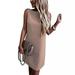 Sexy Dance Solid Color Crew Neck Dress Summer Casual Sleeveless Dresses Fashion Sheath Dress