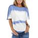 New Women's Crewneck Blouse Short Sleeve Top Casual Loose Tie Dye T Shirt