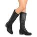 New Women Betani Amber-11 Leatherette Knee High Basket Weave Riding Boot