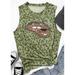 Women's Leopard Lips Print Tank Tops Crewneck Sleeveless Top Tees Casual Loose Plus Size Tank Top Drop Shipping Vest