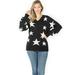 Womens Long Sleeve Sweater Sweatshirt Knit Holiday Shirt Top w/ Pockets Stars