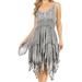 Sakkas Samsa Women's Sleeveless Casual Boho Flared Pixi Stonewashed Midi Dress - Grey - XL-2XL